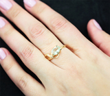 Золотое кольцо с мятно-зеленым уральским бериллом 0,64 карата