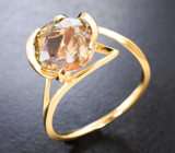 Золотое кольцо с ярким полихромным турмалином 3,65 карата