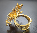 Крупное золотое кольцо с уникальным ярким уральским александритом 0,5 карата и бриллиантами