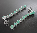 Элегантные cеребряные серьги с изумрудами Серебро 925