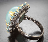 Серебряное кольцо с аквамарином 17,75 карата и голубыми топазами