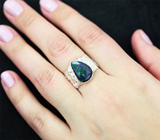 Серебряное кольцо с ограненным черным опалом Серебро 925