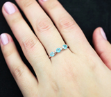 Прелестное серебряное кольцо с голубыми апатитами