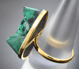 Золотое кольцо с редким плисовым уральским малахитом на долерите 43,1 карата
