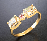 Золотое кольцо с чистейшими диаспорами 1,62 карата и гранатом со сменой цвета