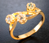 Золотое кольцо с яркими насыщенными уральскими александритами высокой чистоты 0,28 карата и брилллиантами Золото