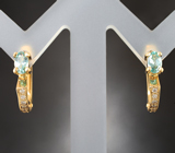 Золотые серьги с чистейшими уральскими александритами 0,42 карата и бриллиантами Золото