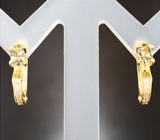 Золотые серьги с чистейшими уральскими александритами 0,42 карата и бриллиантами Золото