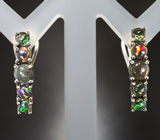 Серебряные серьги с кристаллическими черными опалами Серебро 925