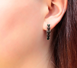 Серебряные серьги с кристаллическими черными опалами Серебро 925