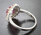 Яркое серебряное кольцо с рубином и сапфирами Серебро 925