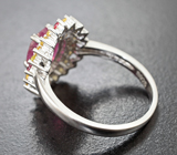 Яркое серебряное кольцо с рубином и сапфирами Серебро 925