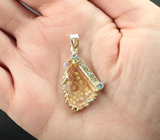 Серебряный кулон с резным цитрином 14,09 карата, аметистом и голубыми топазами Серебро 925