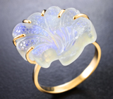 Золотое кольцо с резным лунным камнем 15,39 карата