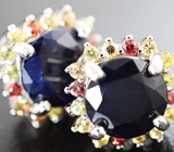 Превосходные серебряные серьги с разноцветными сапфирами Серебро 925