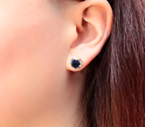 Превосходные серебряные серьги с разноцветными сапфирами Серебро 925