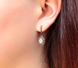 Праздничные серебряные серьги с ограненными эфиопскими опалами и разноцветными сапфирами Серебро 925