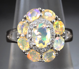 Эффектное серебряное кольцо с ограненными эфиопскими опалами Серебро 925