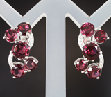 Шикарные серебряные серьги с родолитами Серебро 925