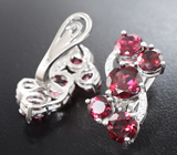 Шикарные серебряные серьги с родолитами Серебро 925