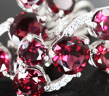 Шикарные серебряные серьги с родолитами Серебро 925