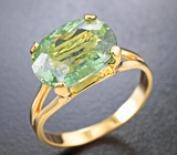 Кольцо с мятно-зеленым апатитом 5,46 карата Золото