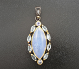 Серебряный кулон с халцедоном 5,55 карата, голубыми топазами и танзанитами Серебро 925
