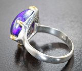 Серебряное кольцо с кристаллическим черным опалом 6,83 карата Серебро 925