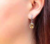 Изящные серебряные серьги с цитринами Серебро 925