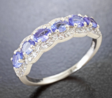 Великолепное серебряное кольцо с танзанитами Серебро 925