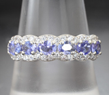 Великолепное серебряное кольцо с танзанитами Серебро 925