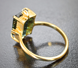 Золотое кольцо с сине-зеленым индиголитом турмалином 4,04 карата и бриллиантами Золото