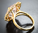 Золотое кольцо с россыпью розовых морганитов высокой чистоты 10,89 карата и бриллиантами 