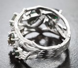 Оригинальное серебряное кольцо с ограненными черными опалами
