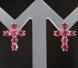 Оригинальные серебряные серьги с рубинами Серебро 925