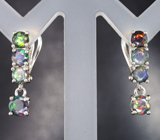 Прелестные серебряные серьги с ограненными черными опалами Серебро 925