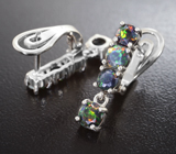 Прелестные серебряные серьги с ограненными черными опалами Серебро 925