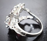 Серебряное кольцо с рубеллитом турмалином 3,39 карата, родолитами гранатами и перидотами
