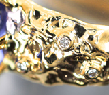 Кольцо с танзанитом 6,88 карата и бриллиантами Золото