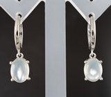 Элегантные серебряные серьги с лунным камнем с эффектом кошачьего глаза Серебро 925