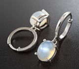 Элегантные серебряные серьги с лунным камнем с эффектом кошачьего глаза