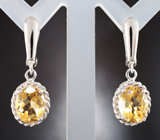 Чудесные серебряные серьги с цитринами
