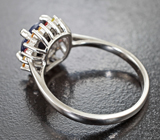 Серебряное кольцо с насыщенно-синим и разноцветными сапфирами Серебро 925