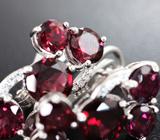 Шикарные серебряные серьги с родолитами Серебро 925