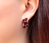 Шикарные серебряные серьги с родолитами Серебро 925