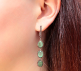 Великолепные серебряные серьги с изумрудами и разноцветными сапфирами Серебро 925