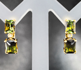Золотые серьги с полихромными турмалинами 3,89 карата и бриллиантами Золото