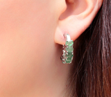 Замечательные серебряные серьги с изумрудами Серебро 925