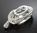 Шикарный серебряный кулон с крупным зеленым аметистом Серебро 925