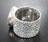 Серебряное кольцо с морганитом 4,95 карата и голубыми топазами